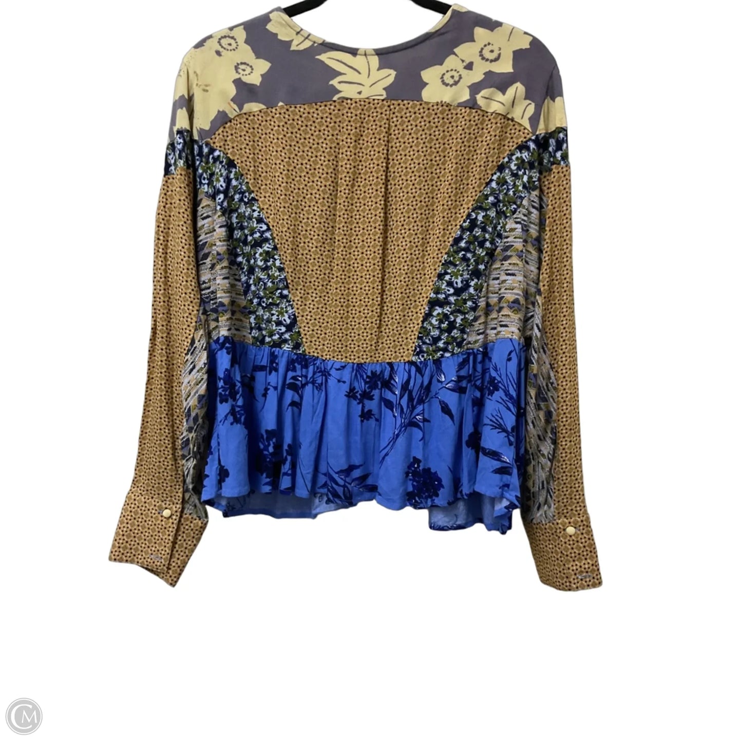 Top Long Sleeve By Free People In Blue & Tan, Size: M