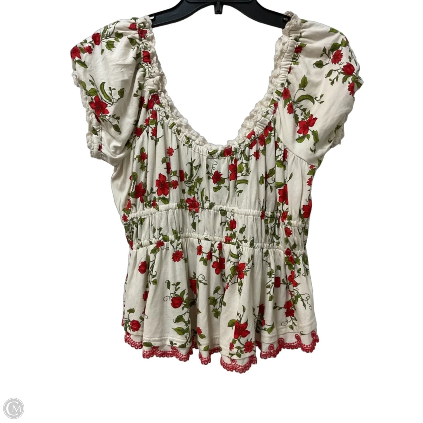 Top Short Sleeve By Maeve In Green & Red, Size: L