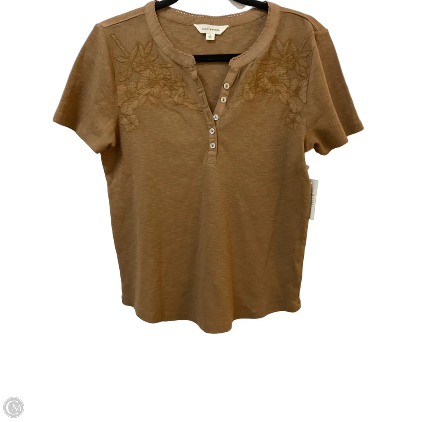 Top Short Sleeve By Lucky Brand In Brown, Size: L