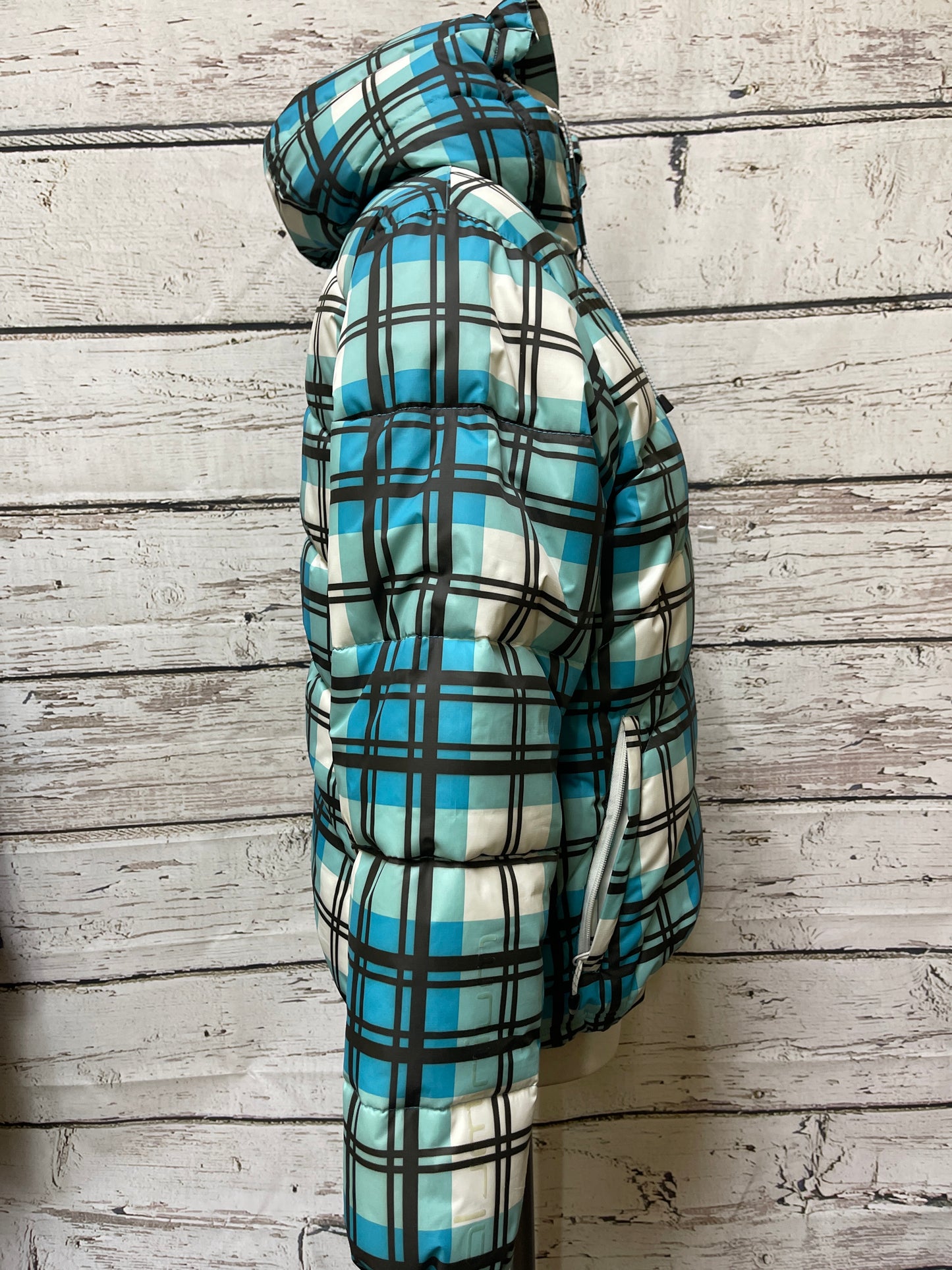 Coat Parka By Clothes Mentor In Checkered Pattern, Size: 8