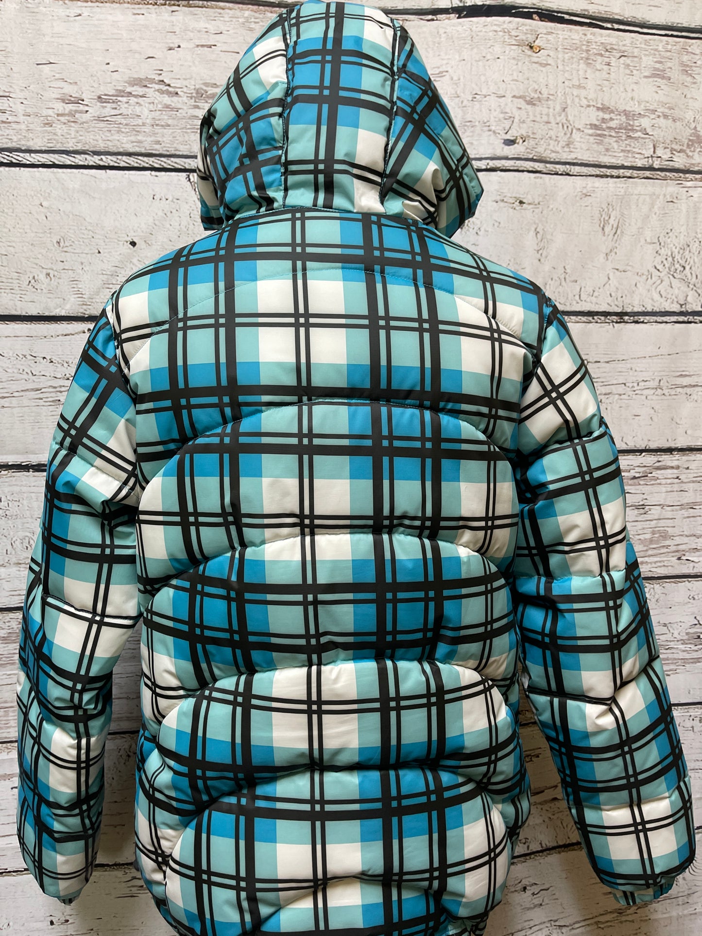 Coat Parka By Clothes Mentor In Checkered Pattern, Size: 8