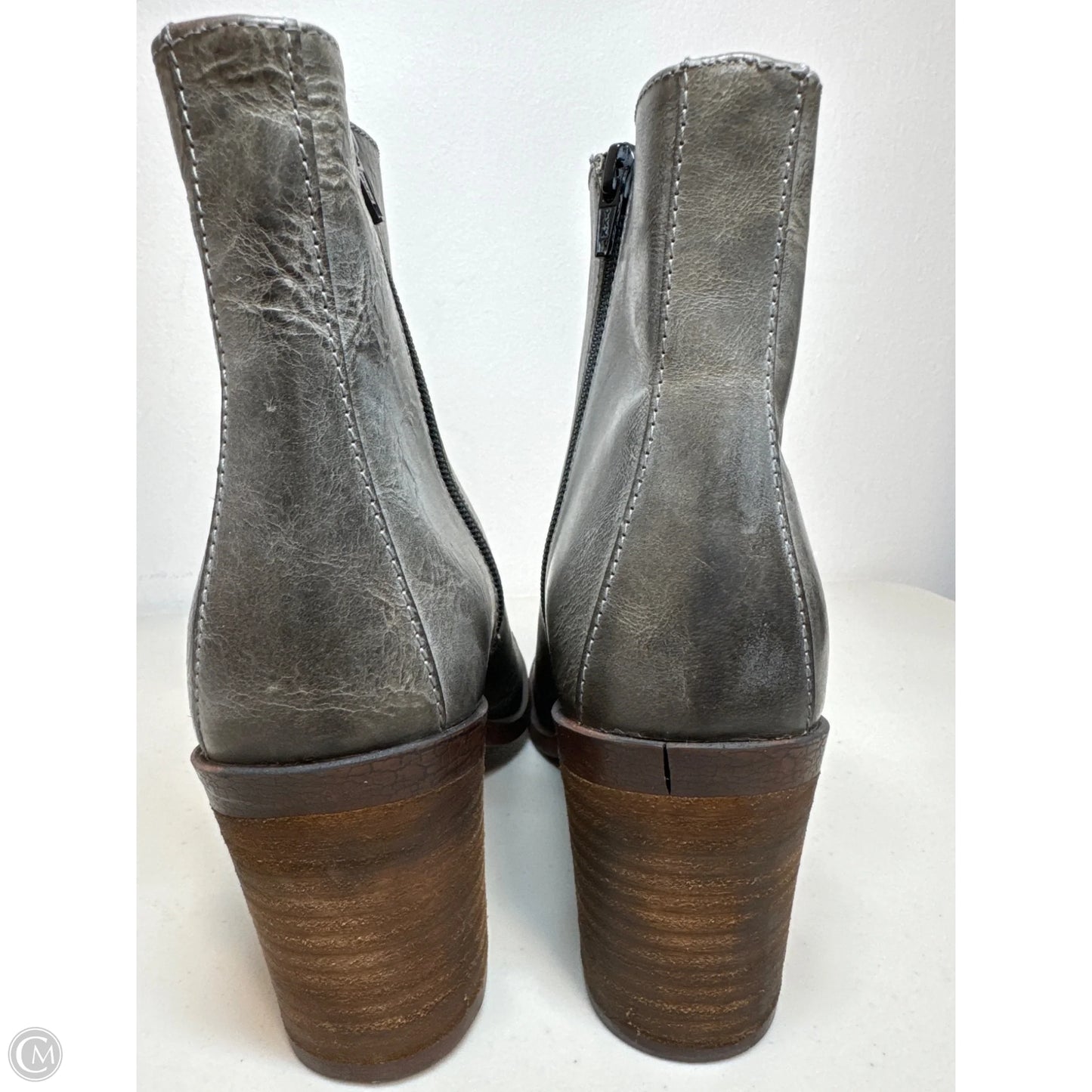 Boots Ankle Heels By Freebird In Grey, Size: 10