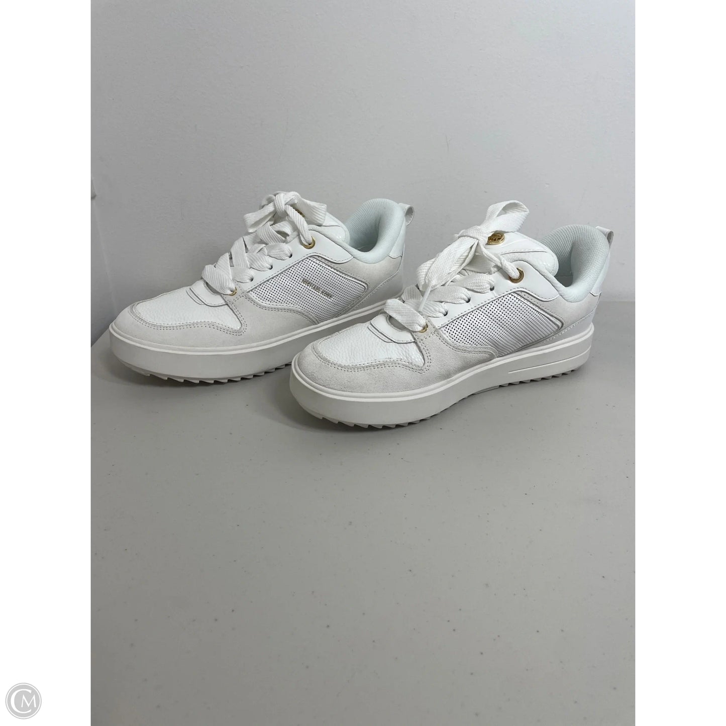Shoes Designer By Michael Kors In White & Yellow, Size: 10