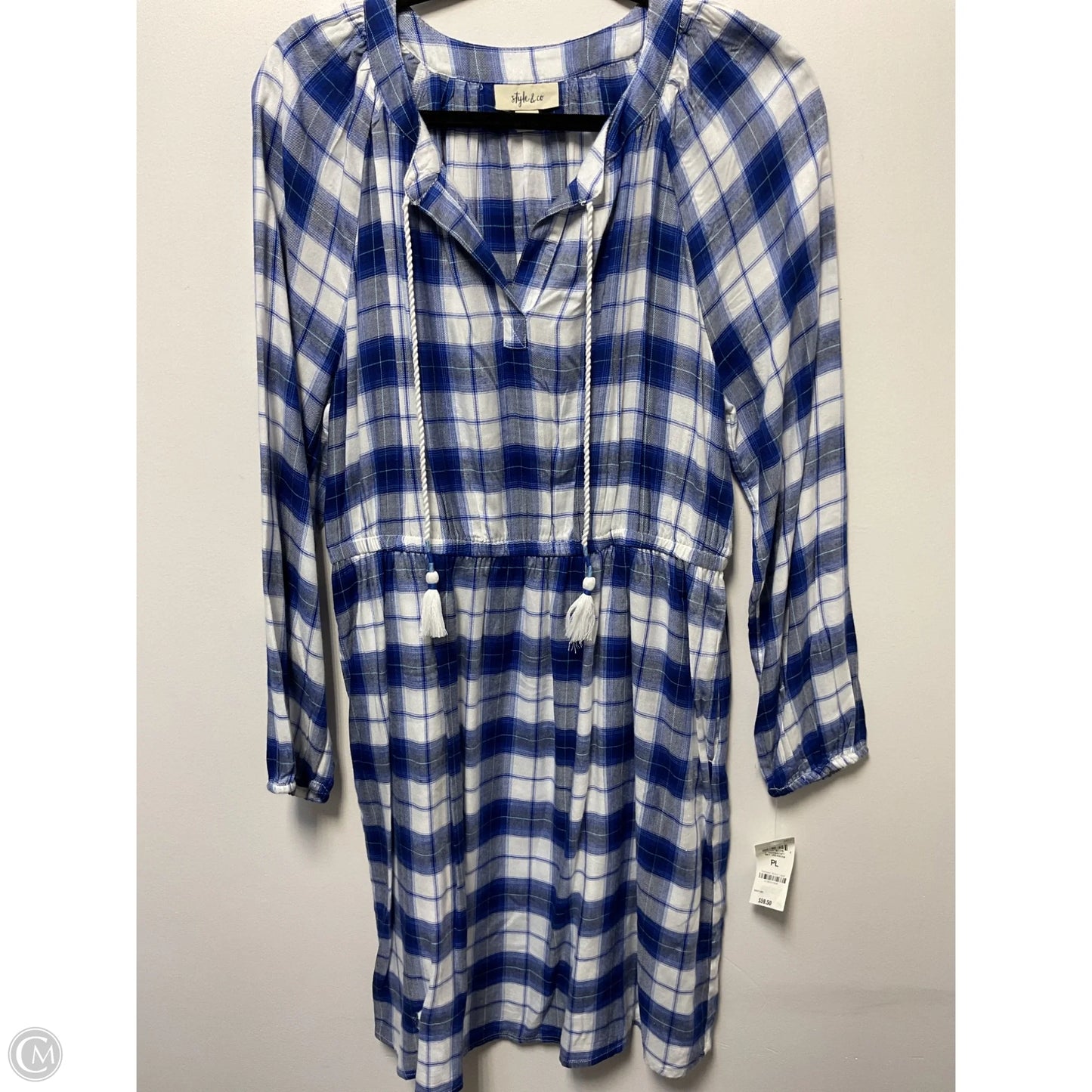 Dress Casual Midi By Style And Company In Plaid Pattern, Size: L