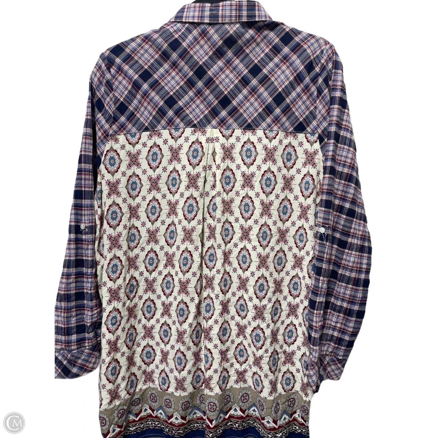 Top Long Sleeve By Oddi In Plaid Pattern, Size: L