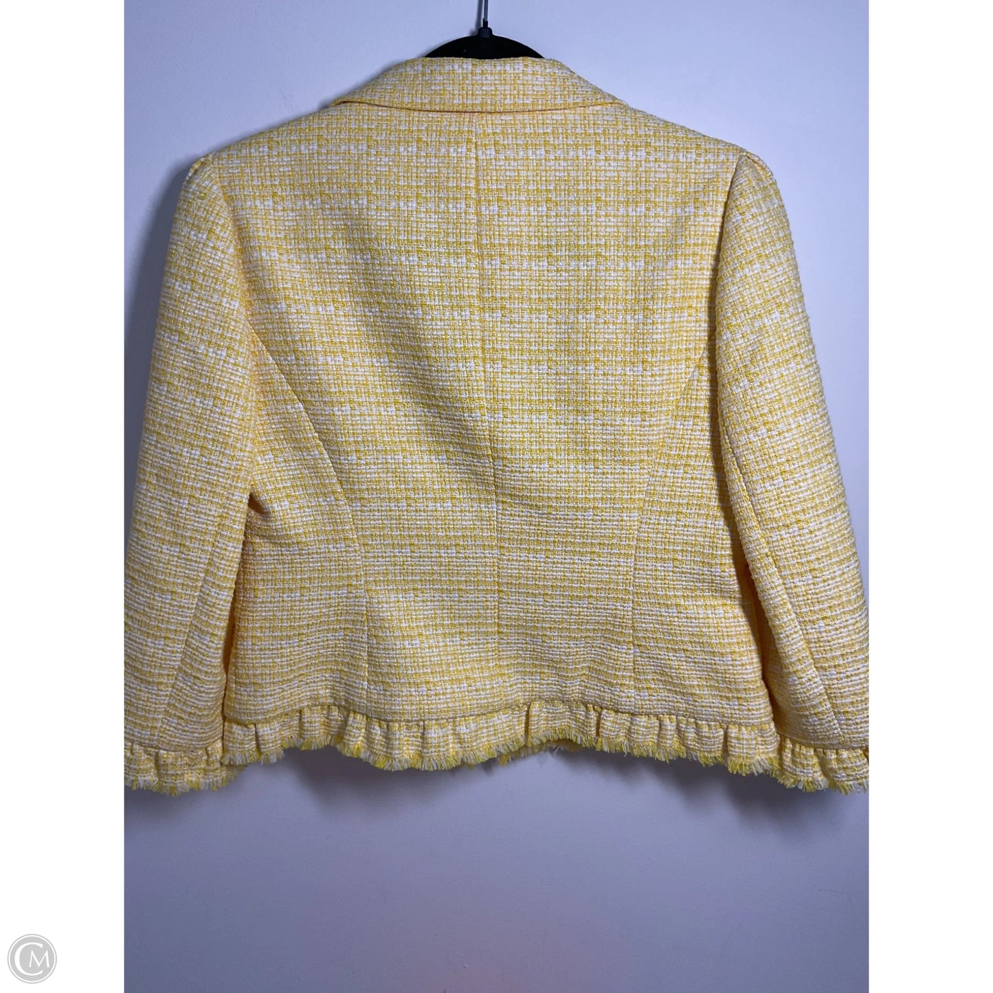 Blazer By Loft In White & Yellow, Size: S