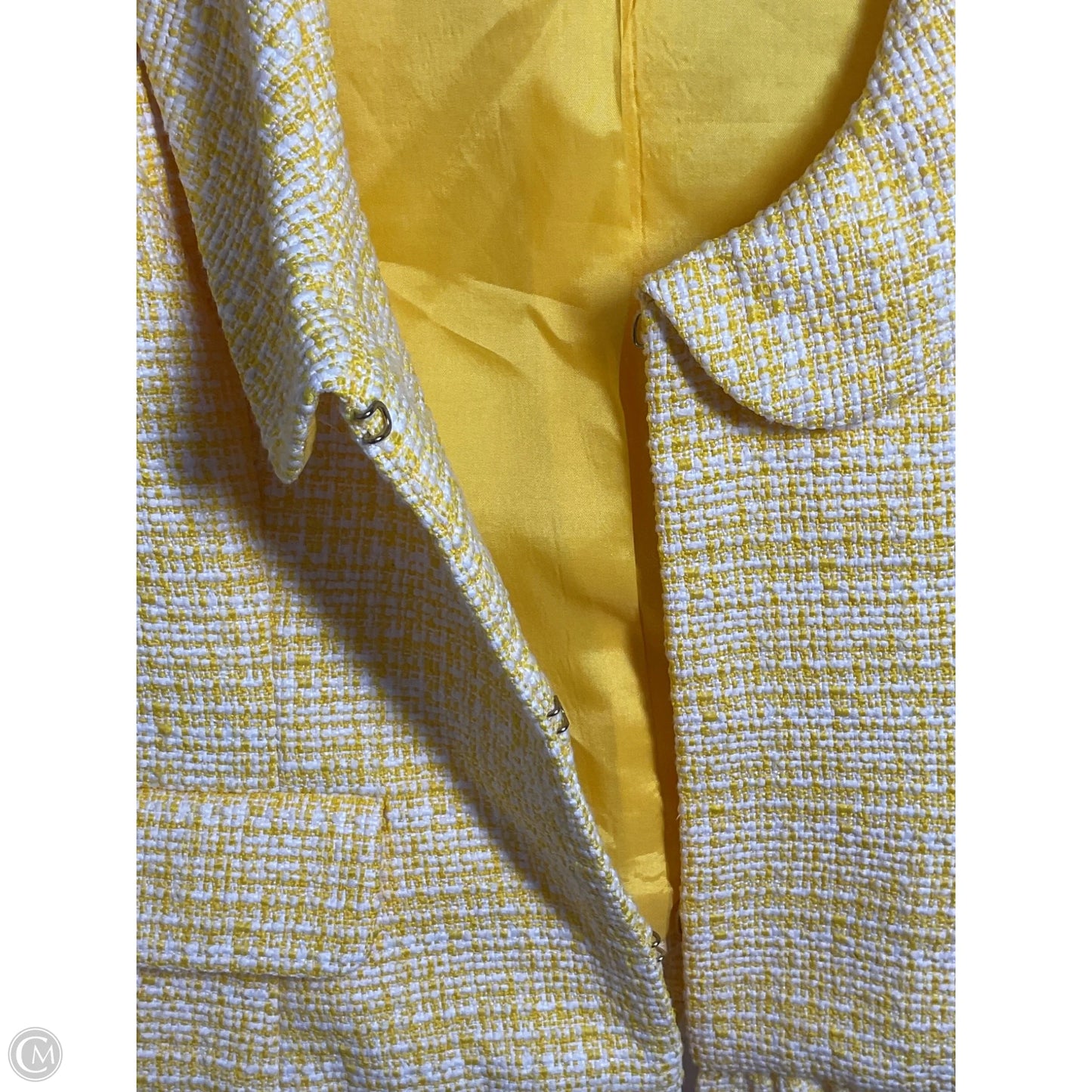 Blazer By Loft In White & Yellow, Size: S