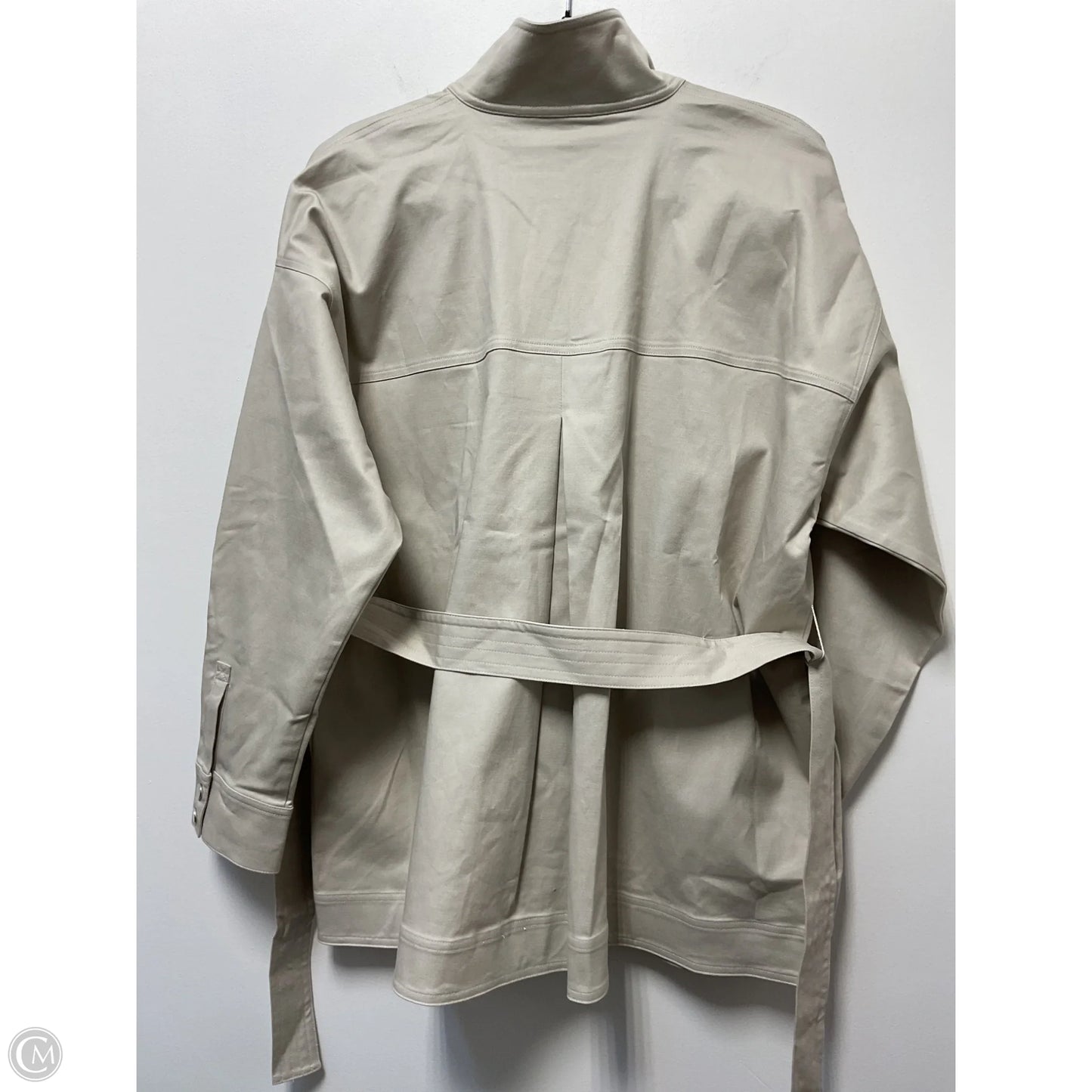 Coat Trench Coat By Ming Wang In Beige, Size: L