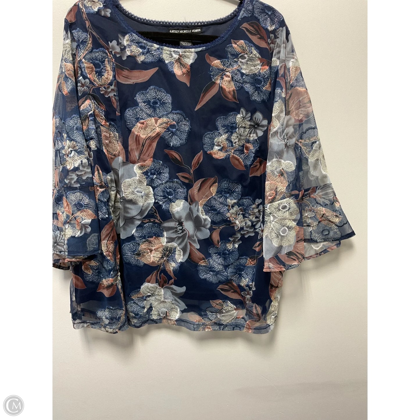 Blouse Long Sleeve By Clothes Mentor In Navy, Size: 1x