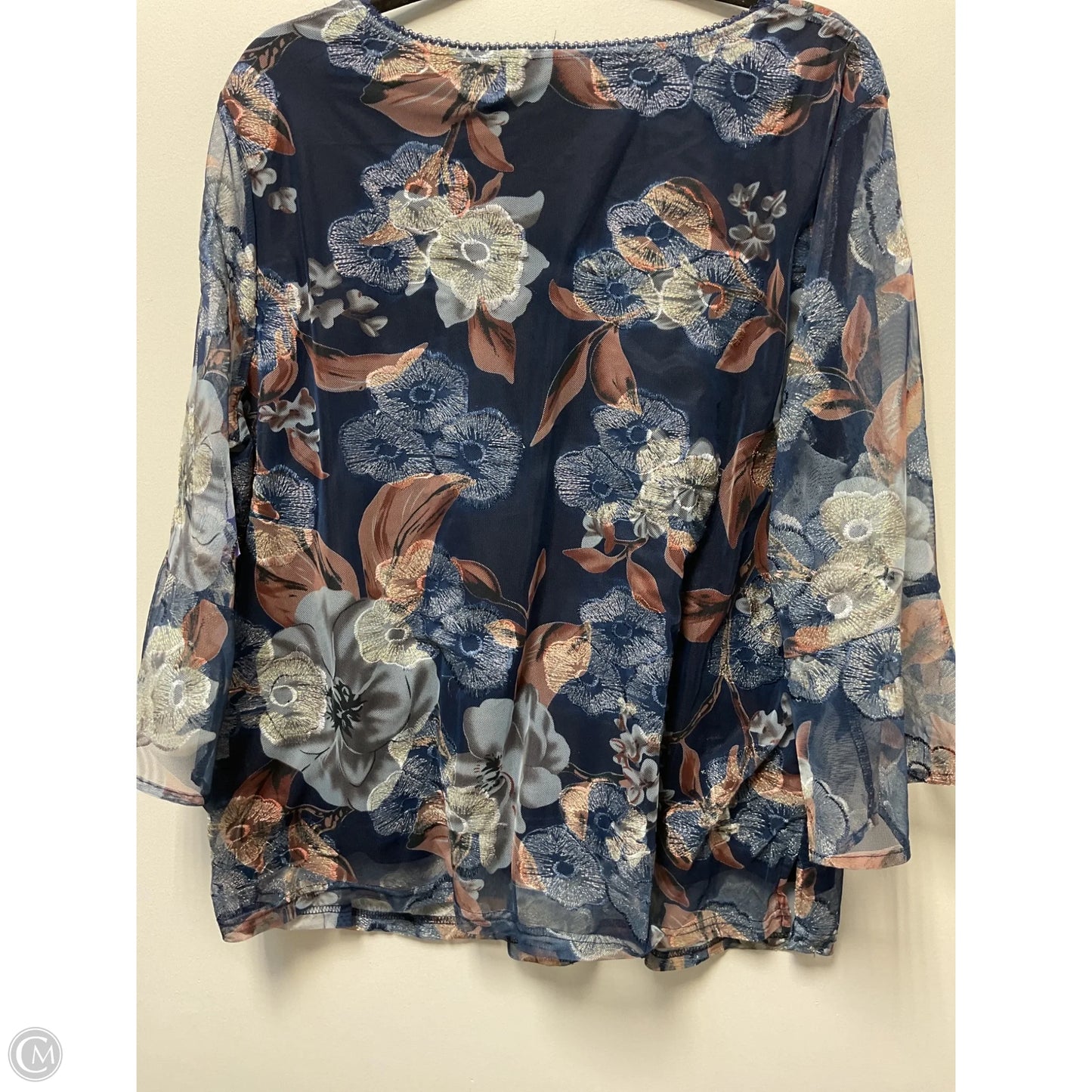 Blouse Long Sleeve By Clothes Mentor In Navy, Size: 1x