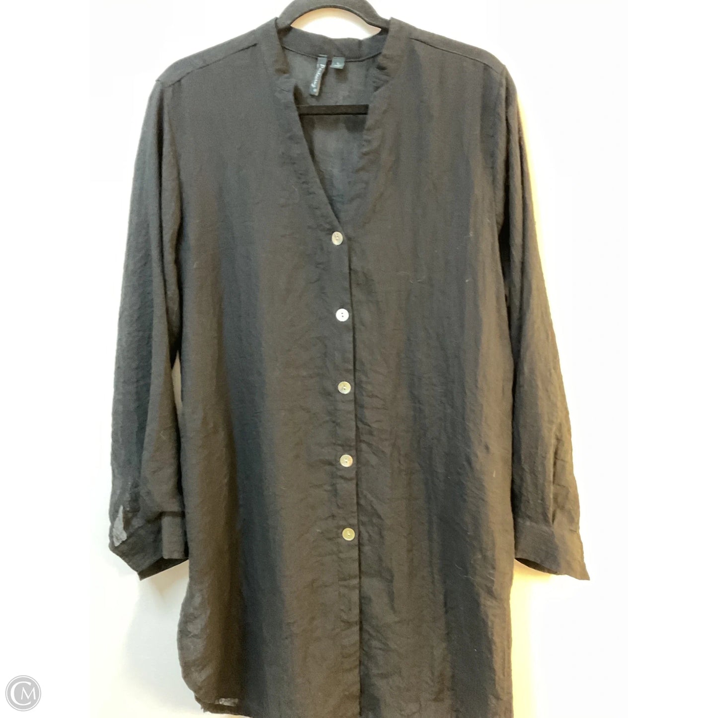 Tunic Long Sleeve By Clothes Mentor In Black, Size: L