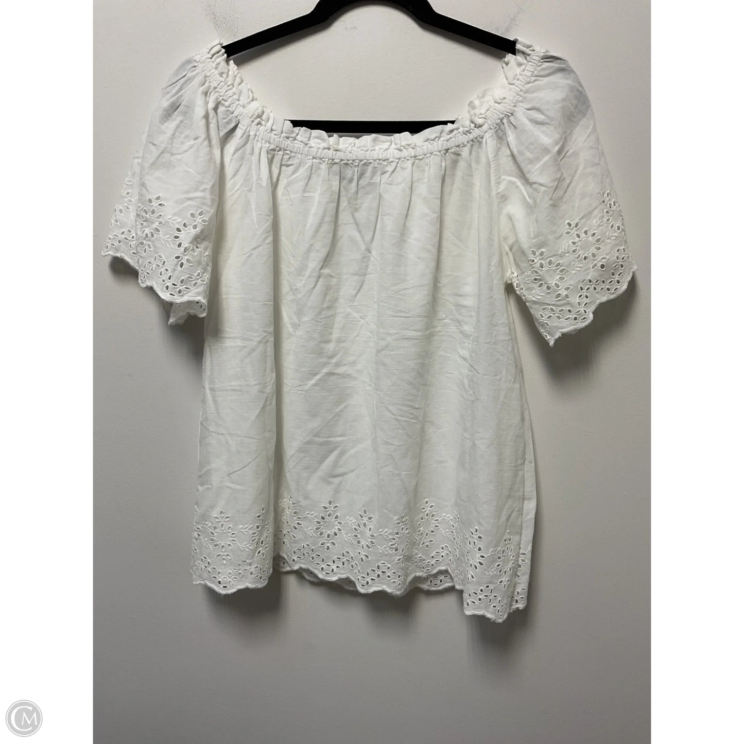 Blouse Short Sleeve By World Market In White, Size: S