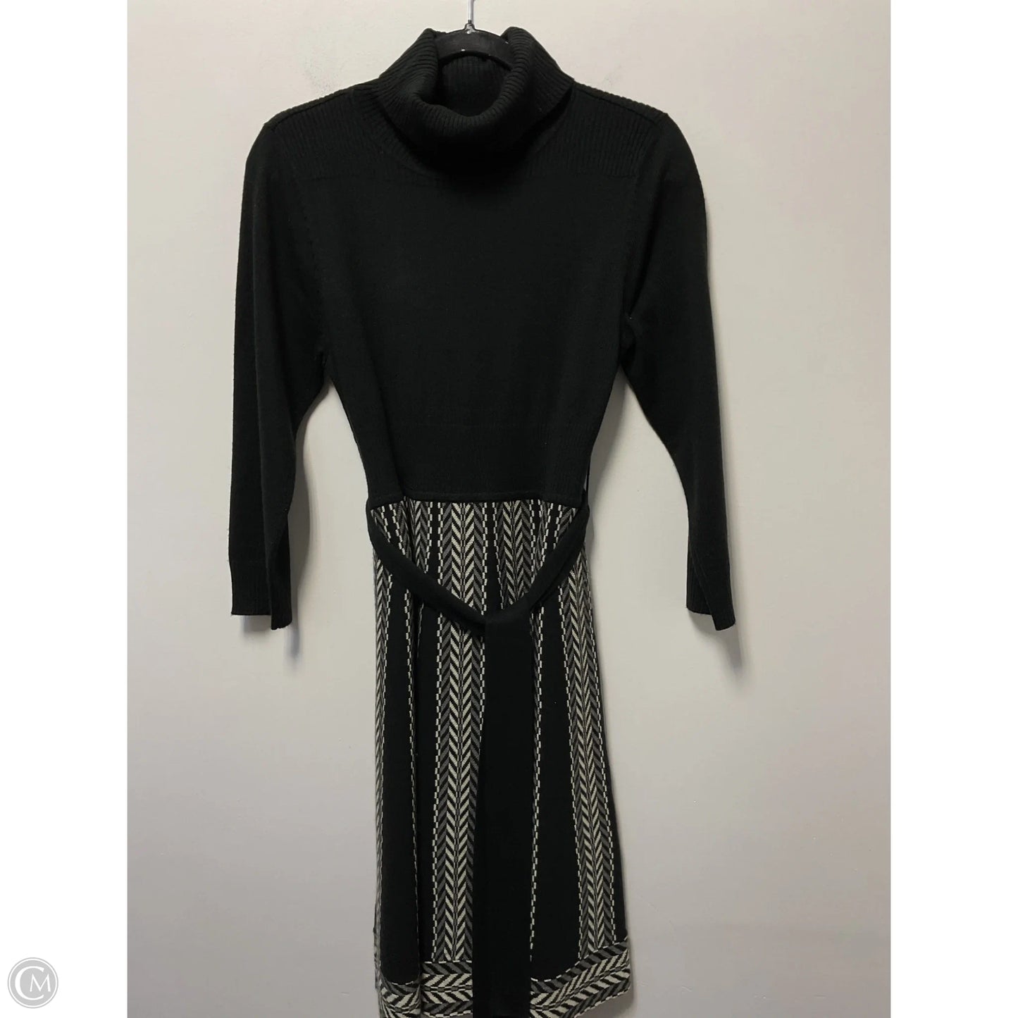 Dress Sweater By Jessica Howard In Black & Grey, Size: Lp