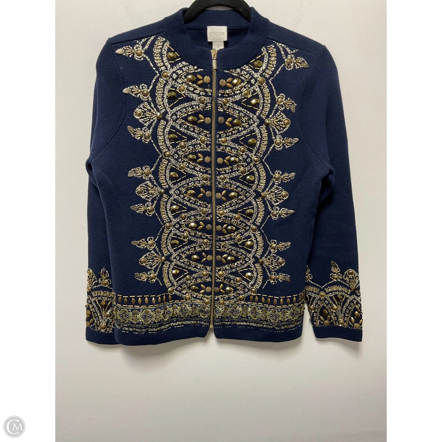 Sweater Cardigan By Chicos In Navy, Size: M
