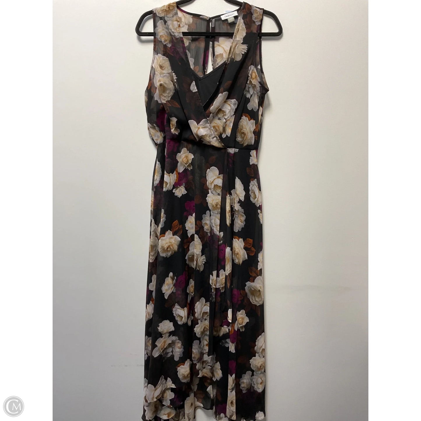 Dress Casual Midi By Calvin Klein In Floral Print, Size: L
