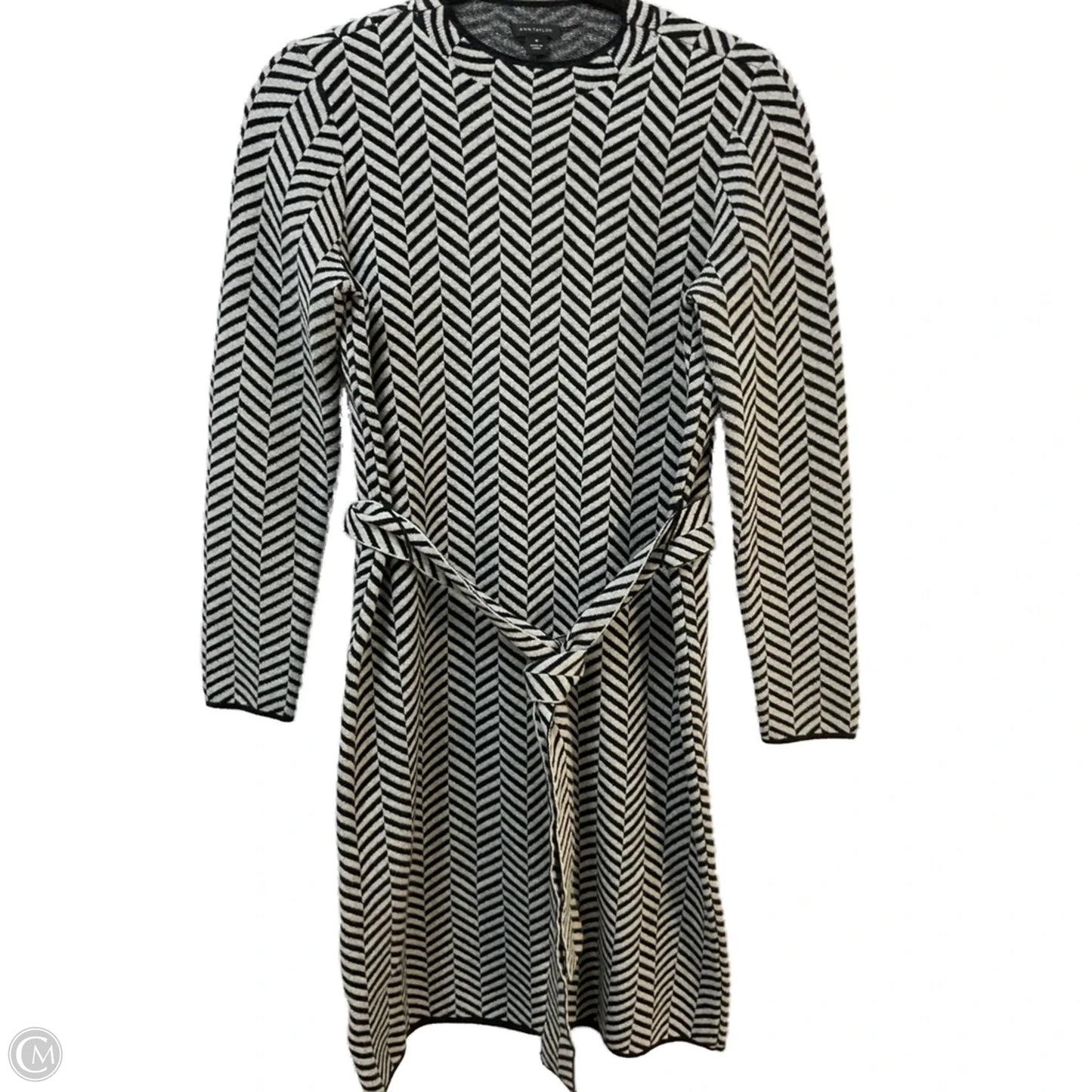 Dress Sweater By Ann Taylor In Black & Grey, Size: M