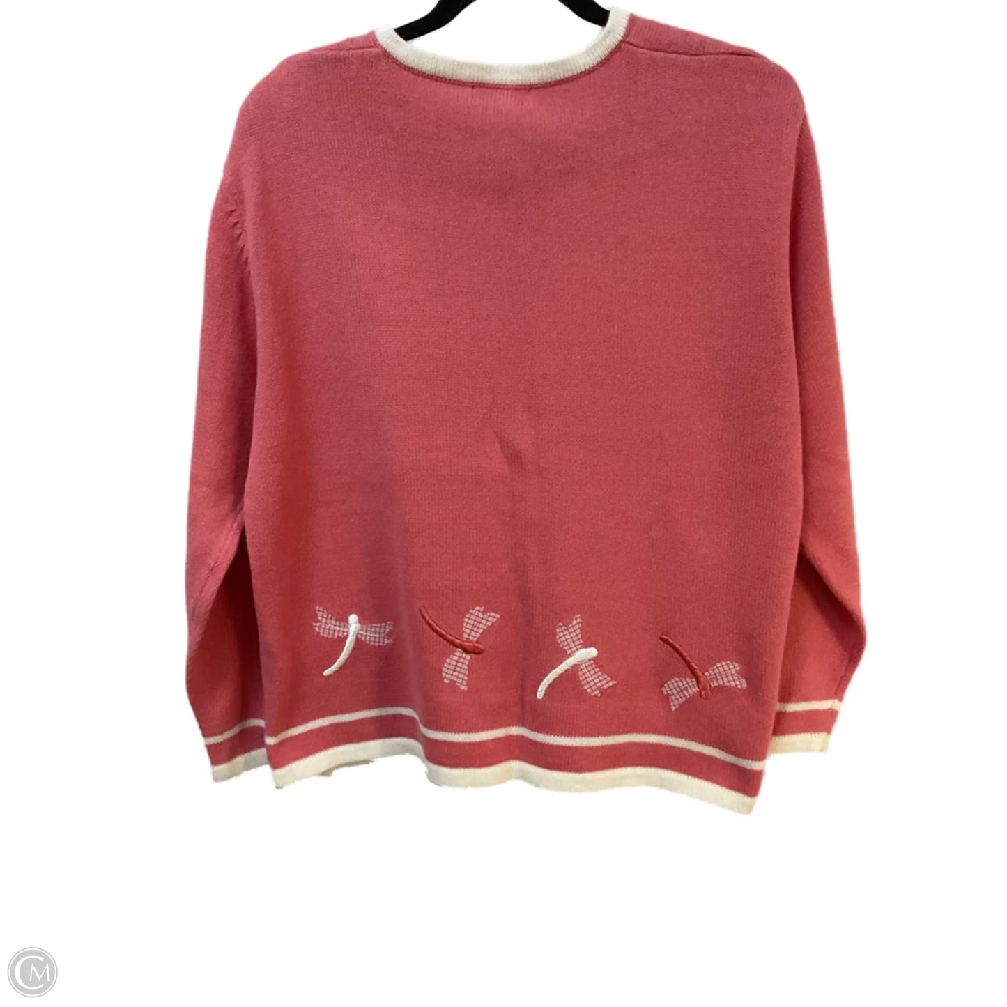 Sweater Cardigan By Christopher And Banks In Pink & White, Size: Xl