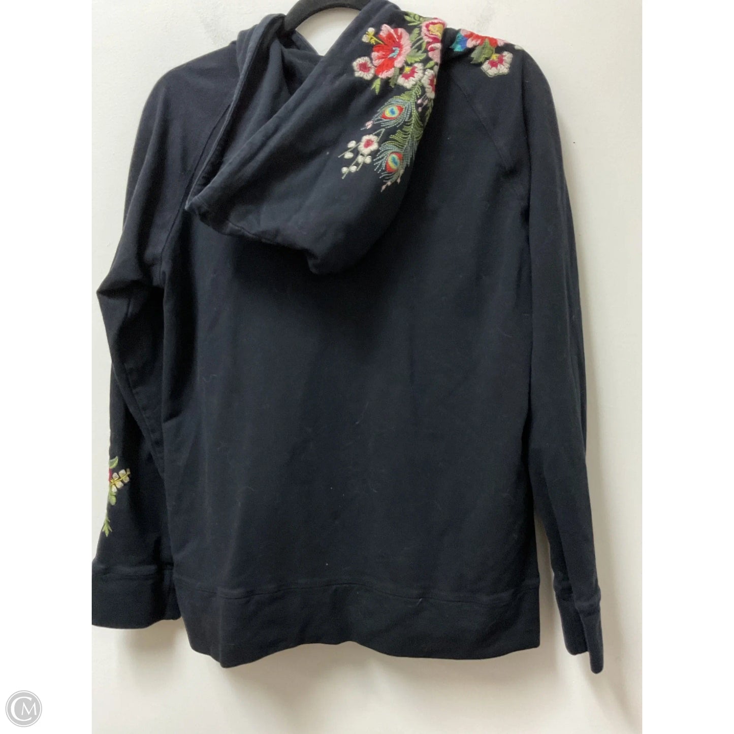 Sweatshirt Hoodie By Johnny Was In Black, Size: L