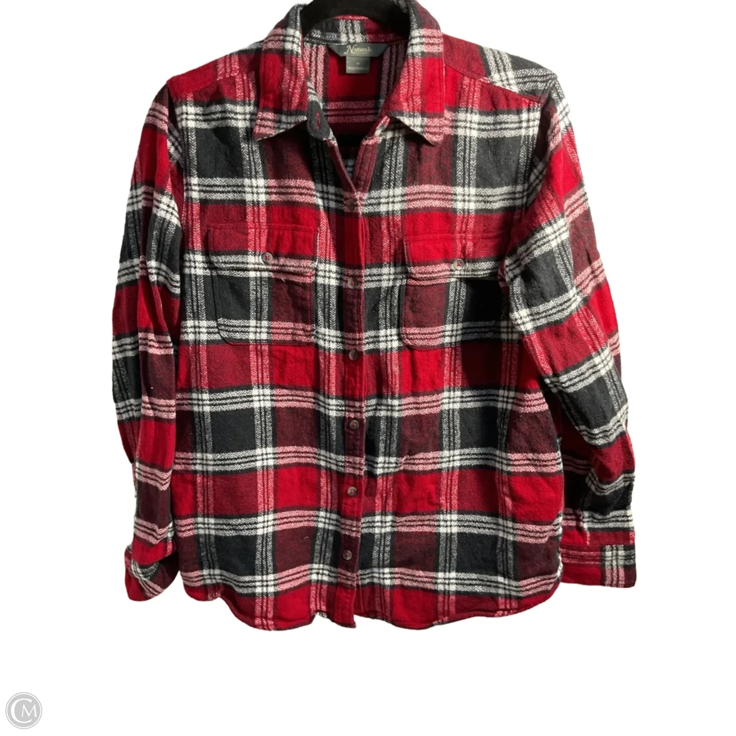 Top Long Sleeve By Natural Reflections In Grey & Red, Size: M