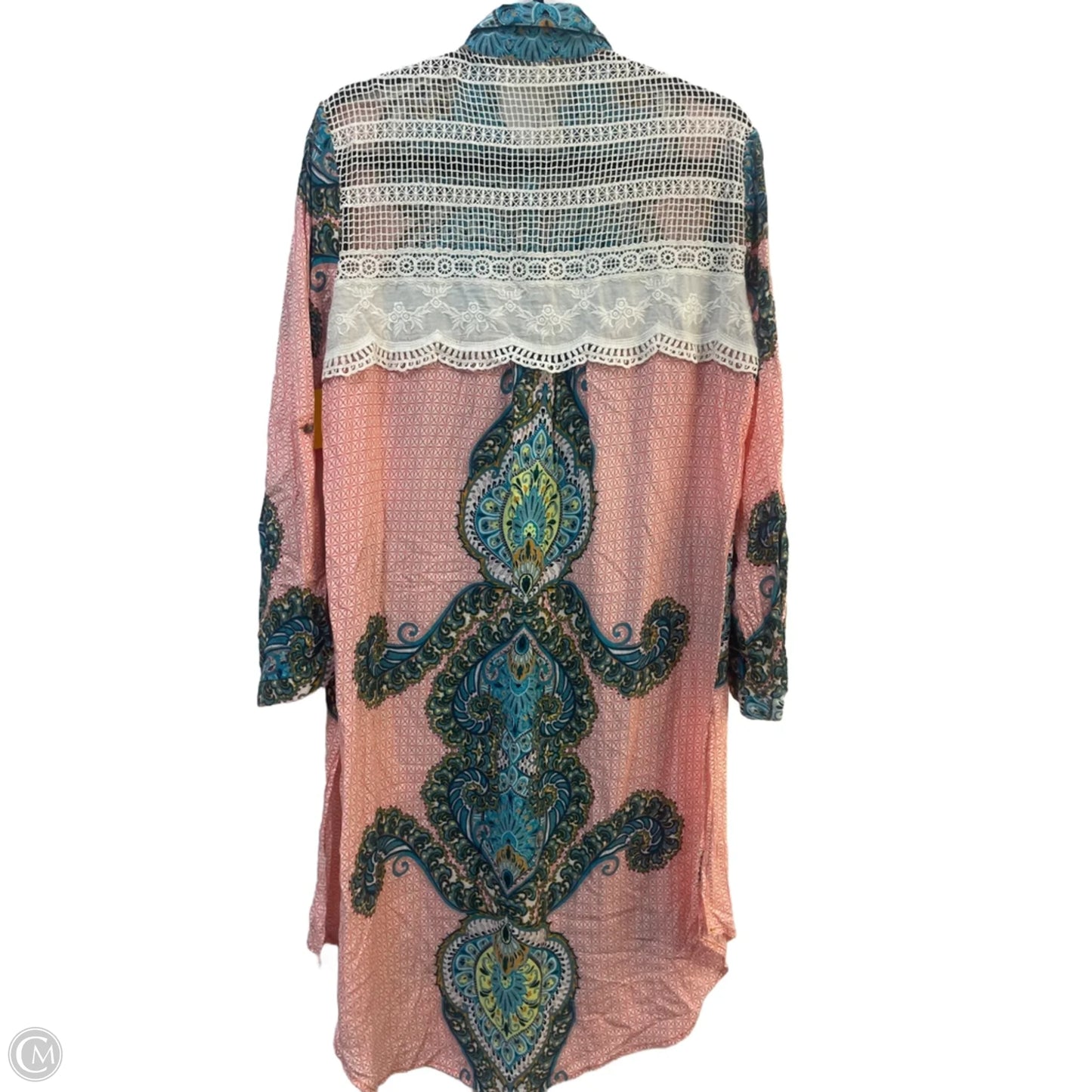 Tunic Long Sleeve By Aratta Silent Journey In Blue & Pink, Size: M