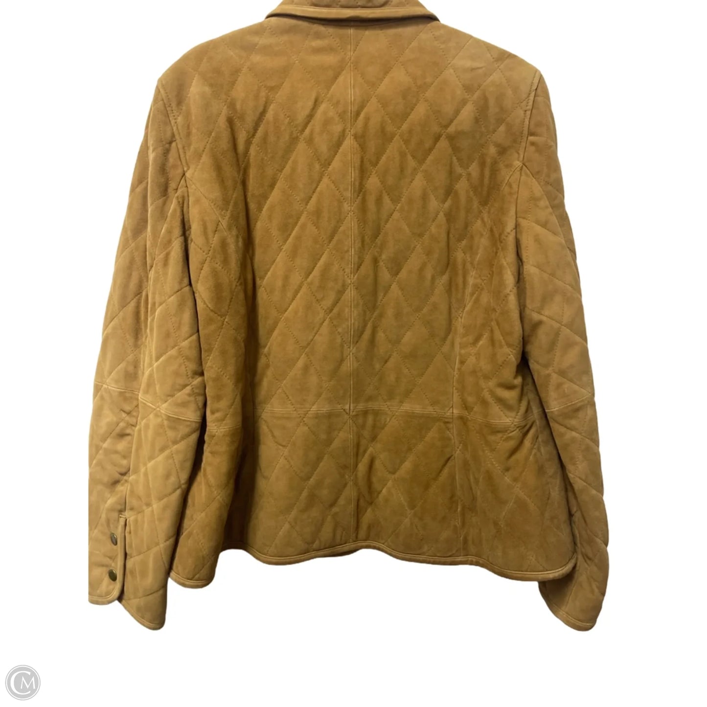 Jacket Leather By Brooks Brothers In Tan, Size: 14