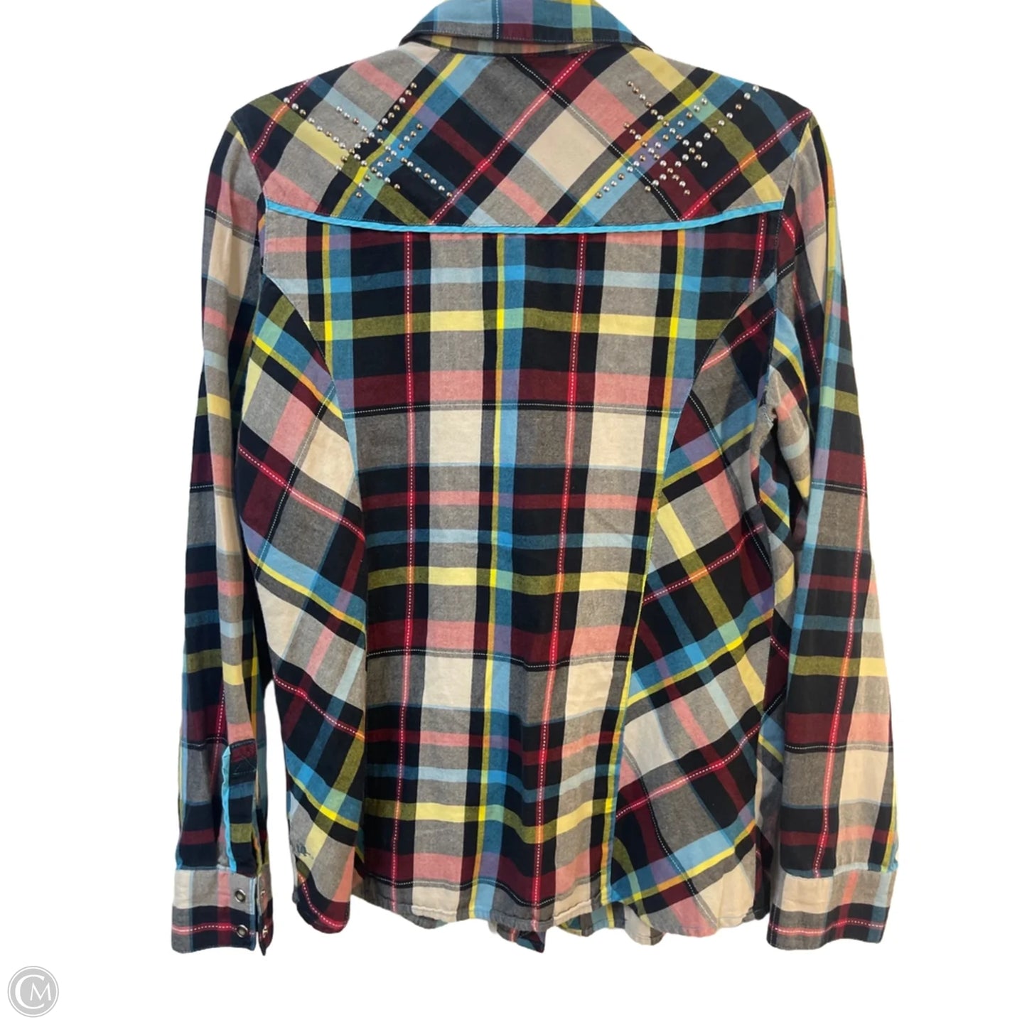 Top Long Sleeve By Clothes Mentor In Plaid Pattern, Size: L