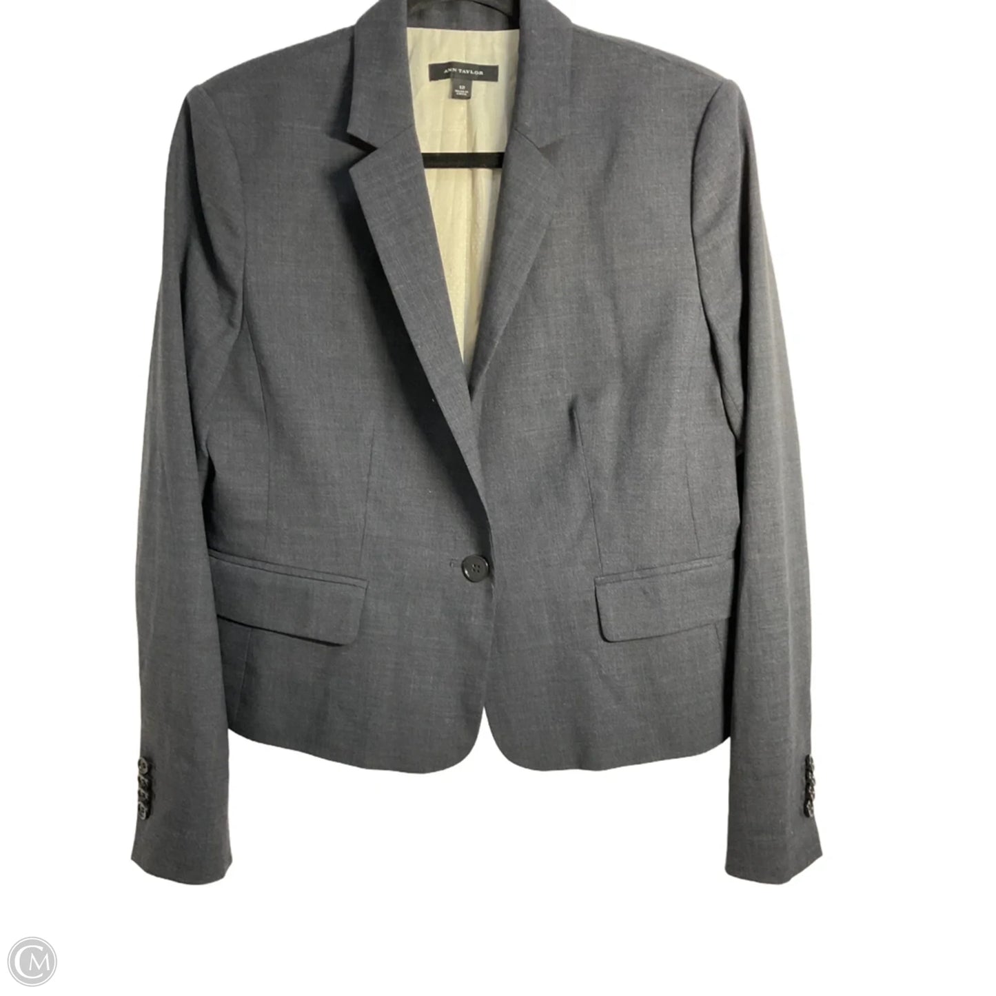 Blazer By Ann Taylor In Grey, Size: L