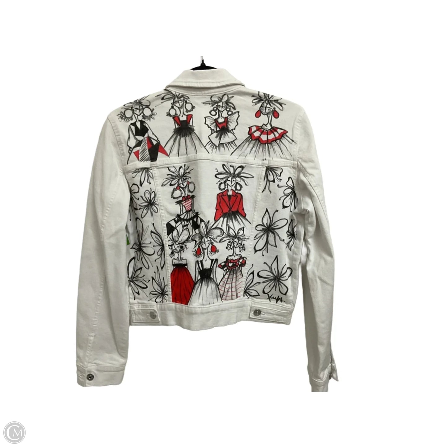 Jacket Denim By Mng In White Denim, Size: L
