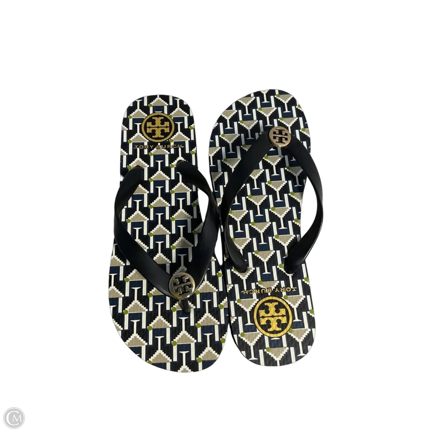 Sandals Designer By Tory Burch In Black & Blue, Size: 7