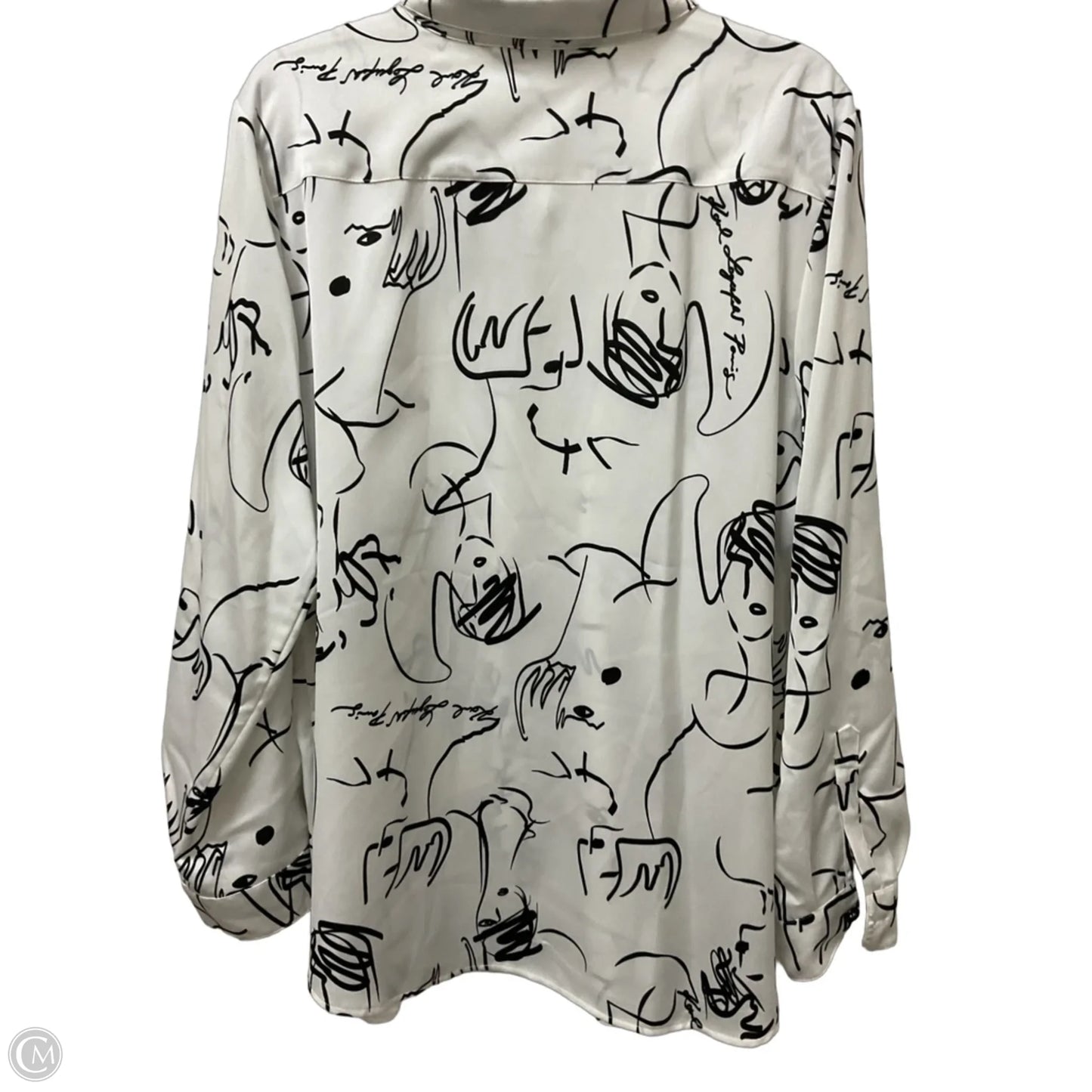 Top Long Sleeve Designer By Karl Lagerfeld In Black & White, Size: Xl