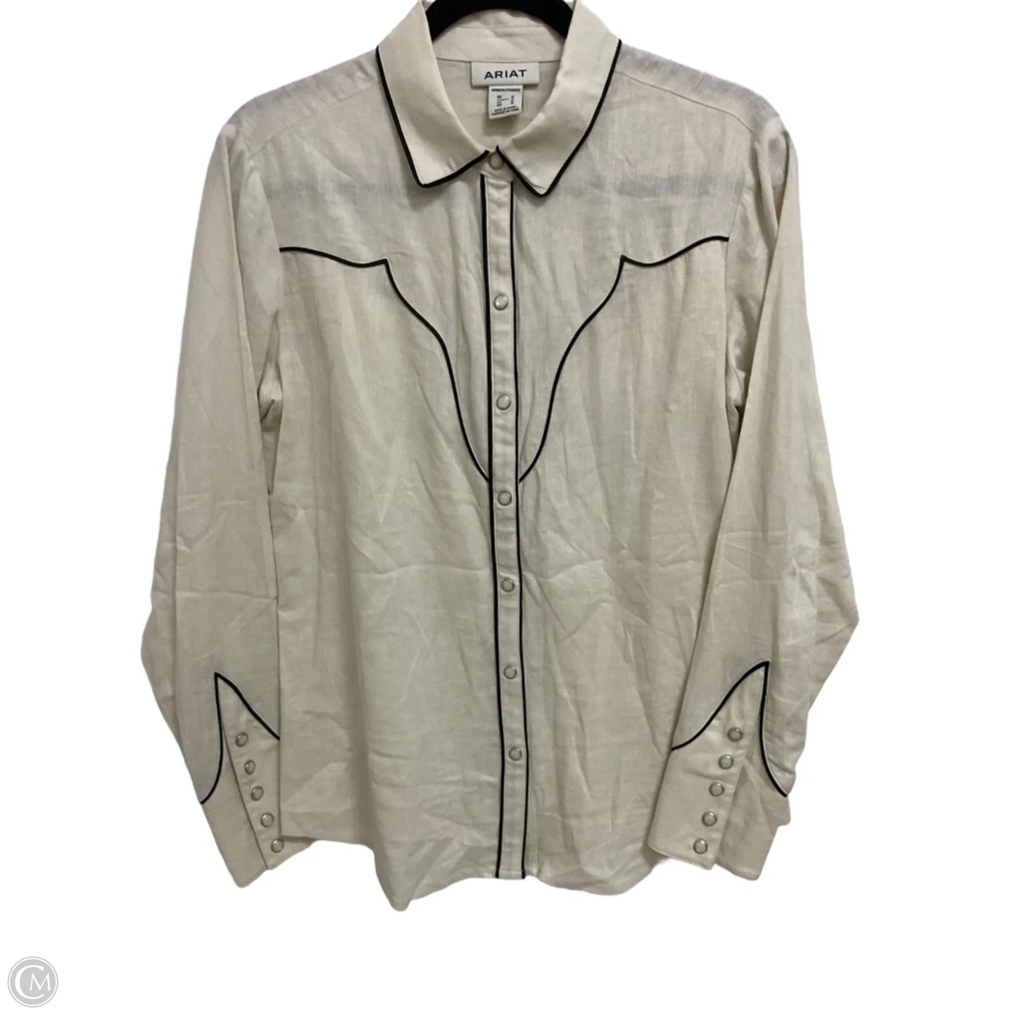 Blouse Long Sleeve By Ariat In Black & Cream, Size: M