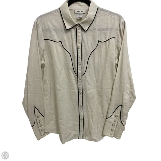 Blouse Long Sleeve By Ariat In Black & Cream, Size: M