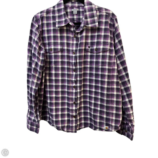 Top Long Sleeve By Carhartt In Purple & White, Size: Xxl