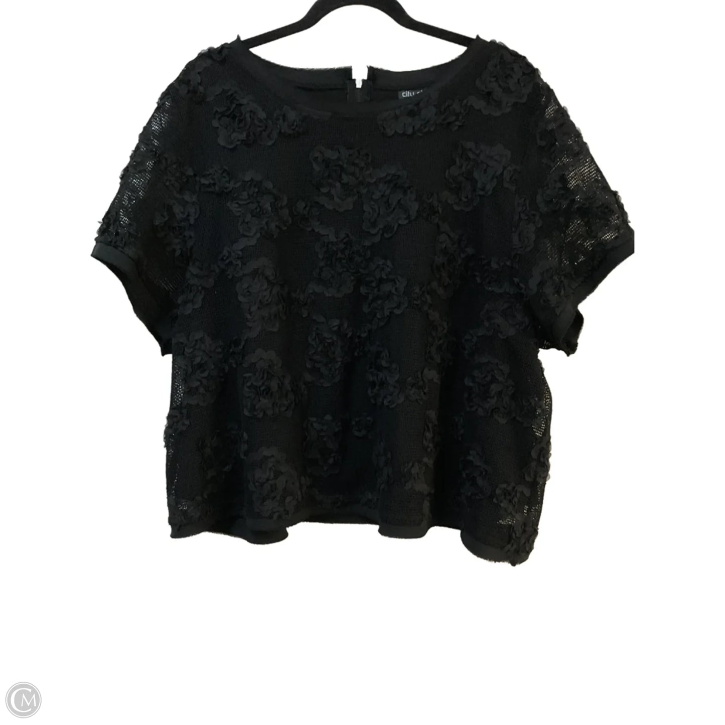 Blouse Short Sleeve By City Chic In Black, Size: L