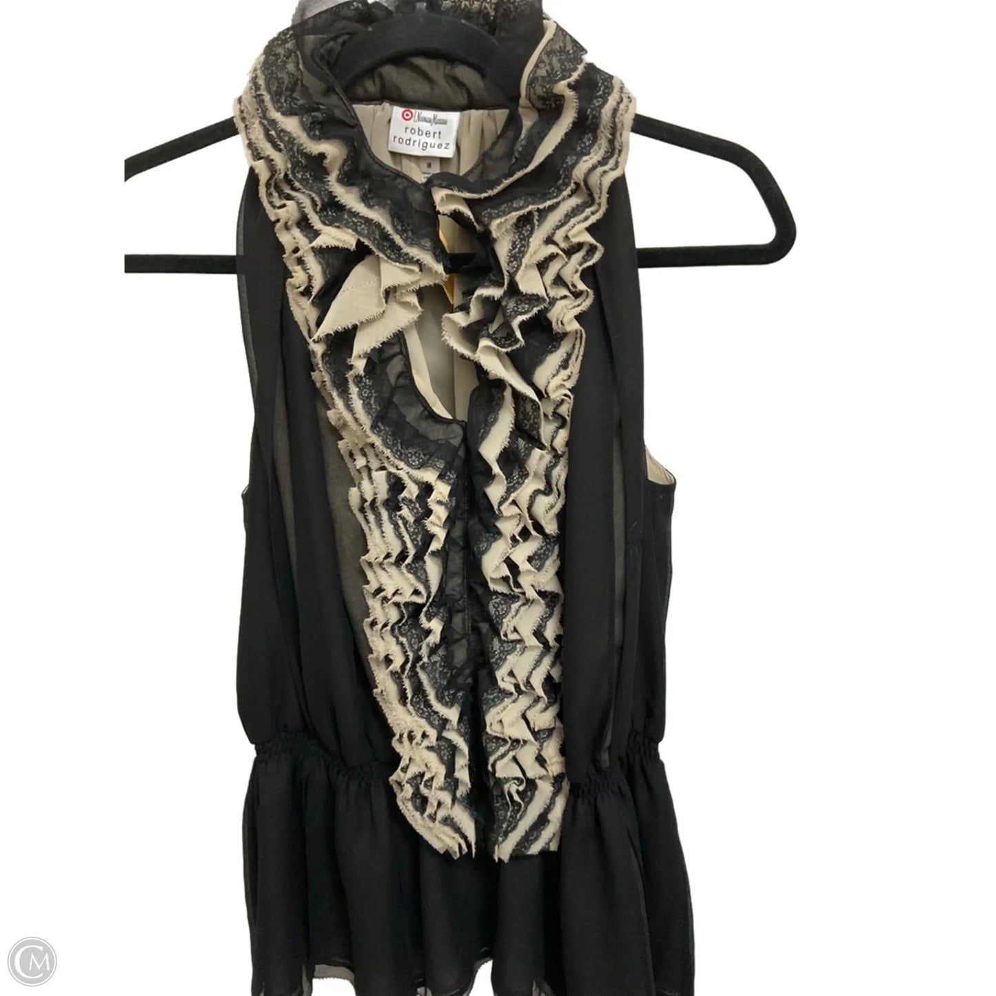 Blouse Sleeveless By Robert Rodriguez In Black & Cream, Size: M