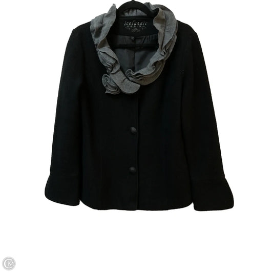 Coat Wool By Icelandic Design In Black & Grey, Size: M