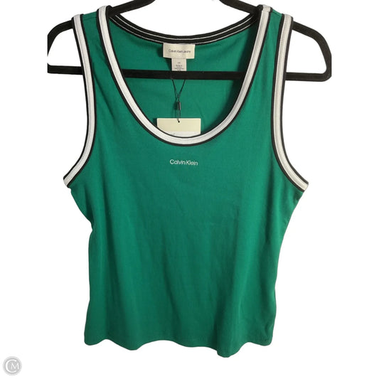 Tank Top By Calvin Klein In Green & White, Size: L