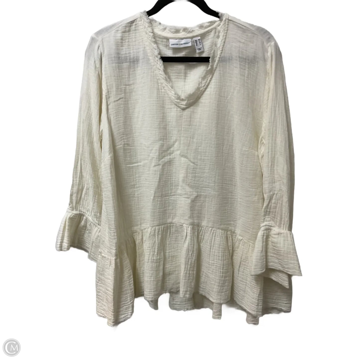 Blouse Long Sleeve By Clothes Mentor In Cream, Size: M