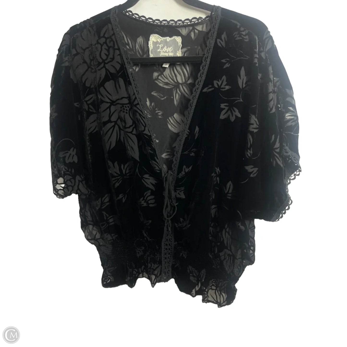 Blouse Short Sleeve By Johnny Was In Black, Size: S