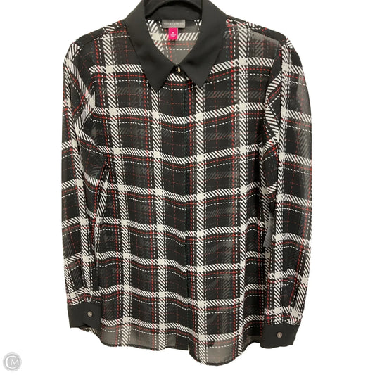 Blouse Long Sleeve By Vince Camuto In Black & Red, Size: M