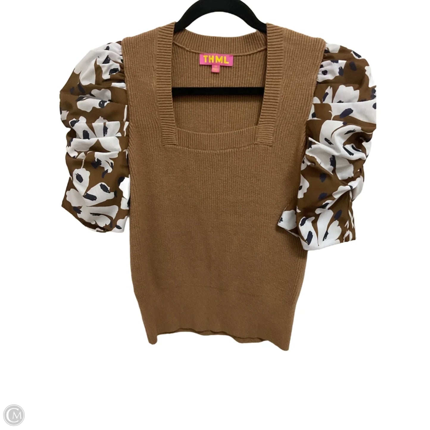 Sweater Short Sleeve By Thml In Brown, Size: Xs