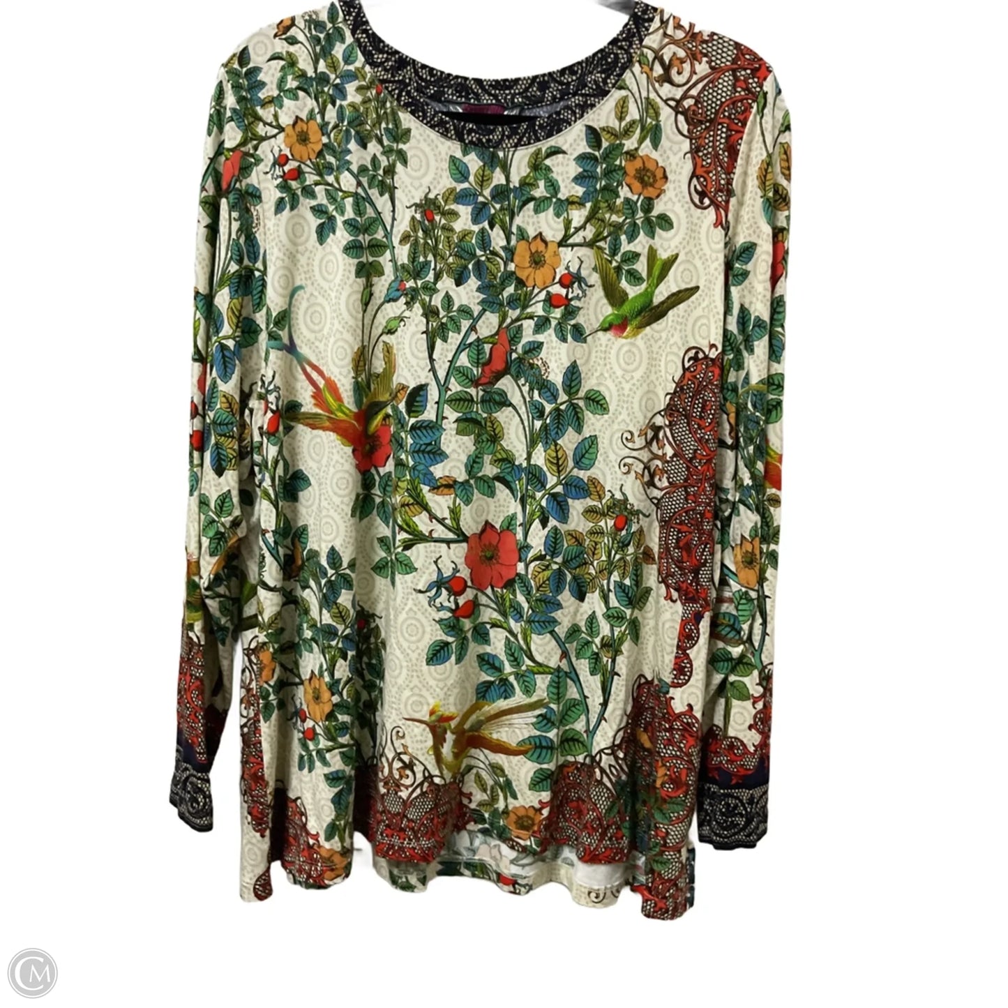 Top Long Sleeve By Johnny Was In Cream, Size: Xxl