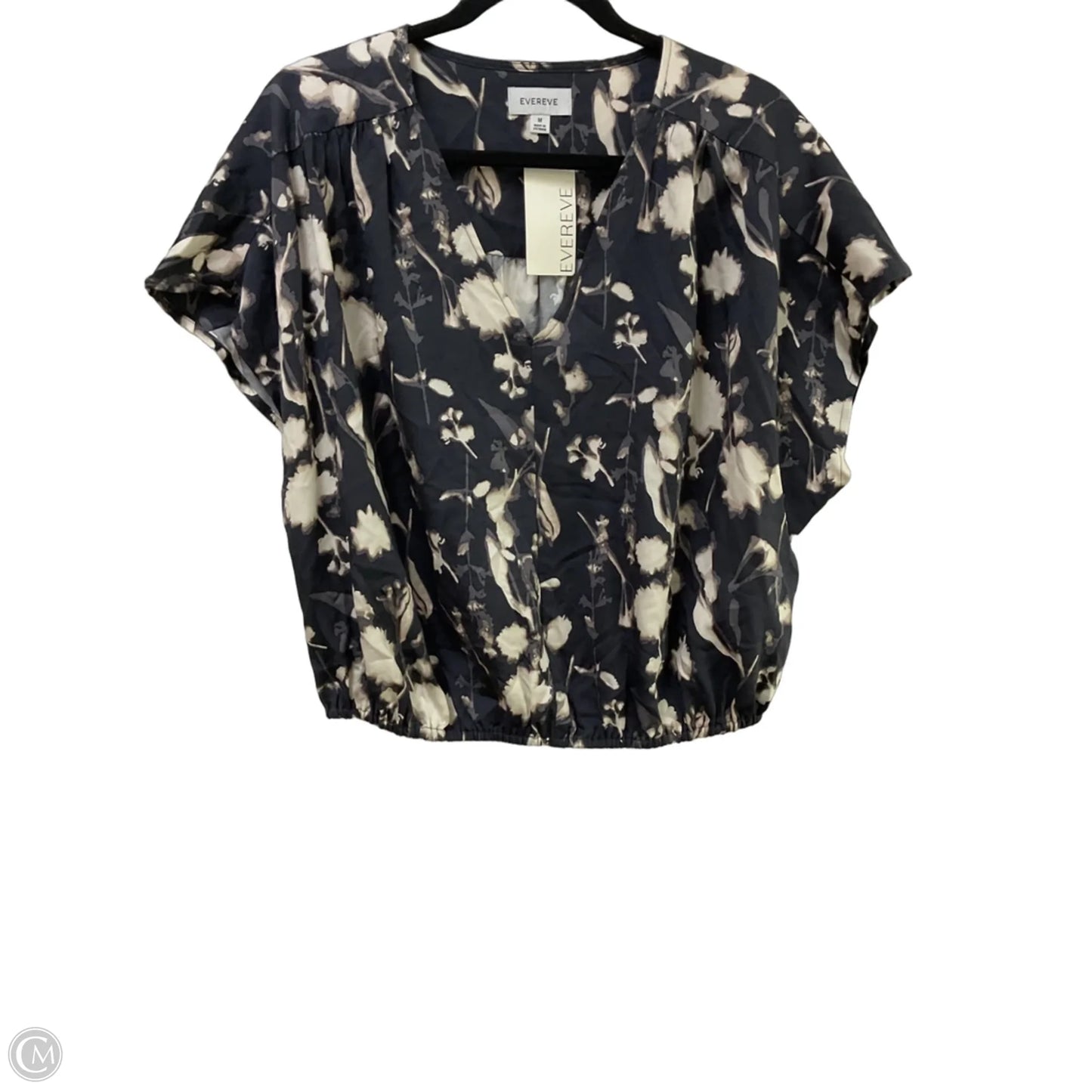 Blouse Short Sleeve By Evereve In Grey & Tan, Size: M
