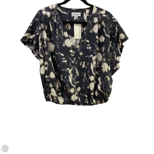 Blouse Short Sleeve By Evereve In Grey & Tan, Size: M