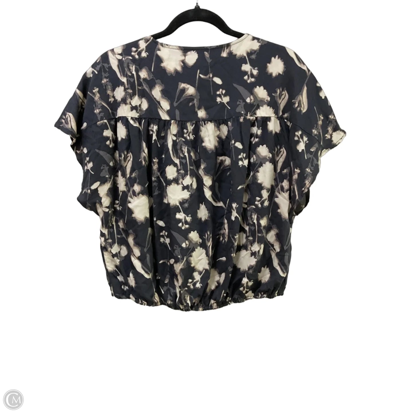 Blouse Short Sleeve By Evereve In Grey & Tan, Size: M