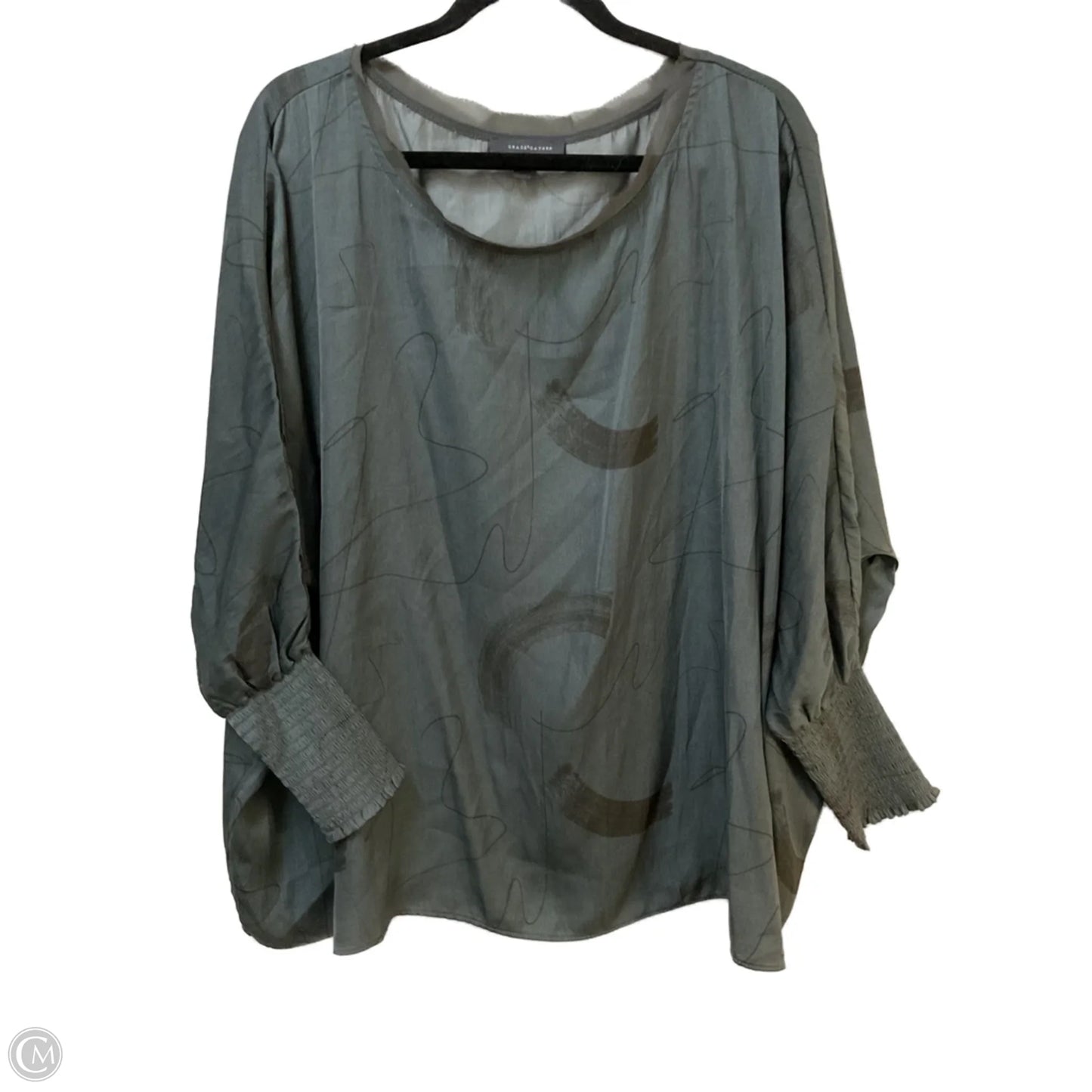 Blouse Long Sleeve By Grade & Gather In Green, Size: S