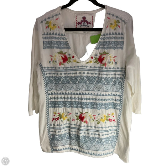 Top 3/4 Sleeve By Johnny Was In White, Size: L