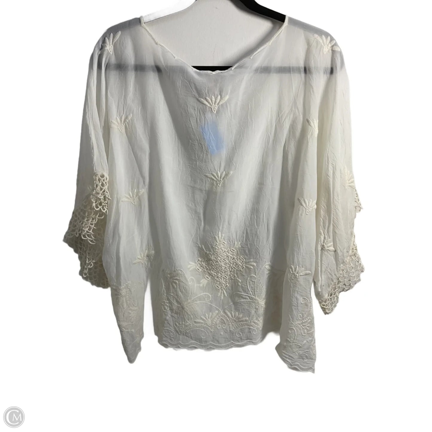 Blouse Short Sleeve By Johnny Was In Ivory, Size: Xl