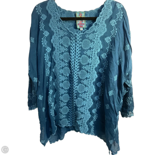 Top Long Sleeve Designer By Johnny Was In Blue, Size: M