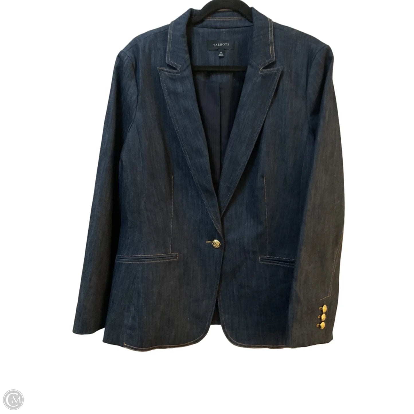 Blazer By Talbots In Blue Denim, Size: 16